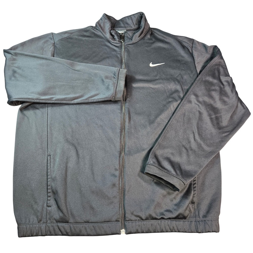 Nike Golf Therma-FIT Full Zip Jacket Men Size Large Black Fleece Lined Mock Neck